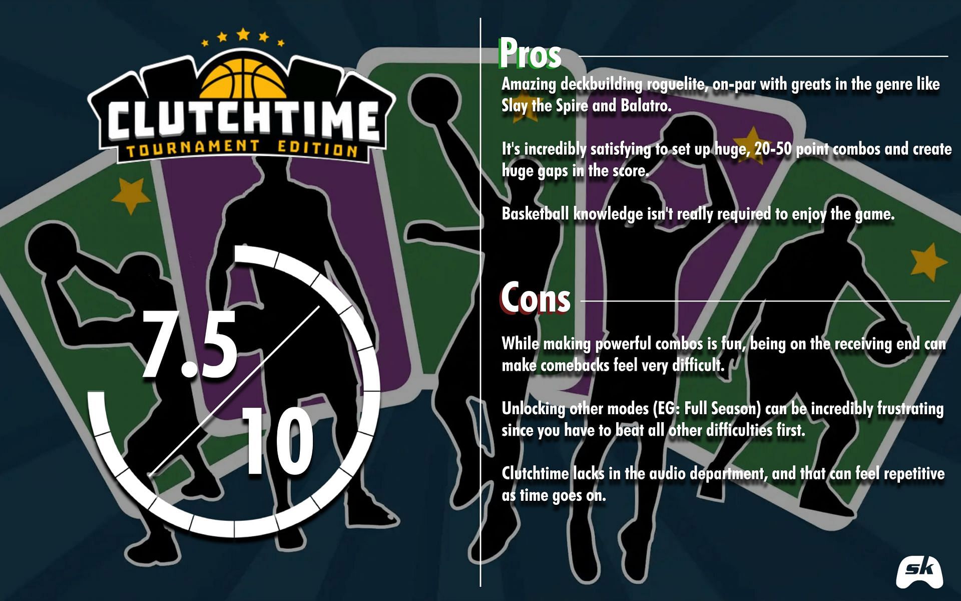 Clutchtime is an enjoyable deckbuilder, bringing a fresh idea to the genre (Image via Bigosaur & Sportskeeda)